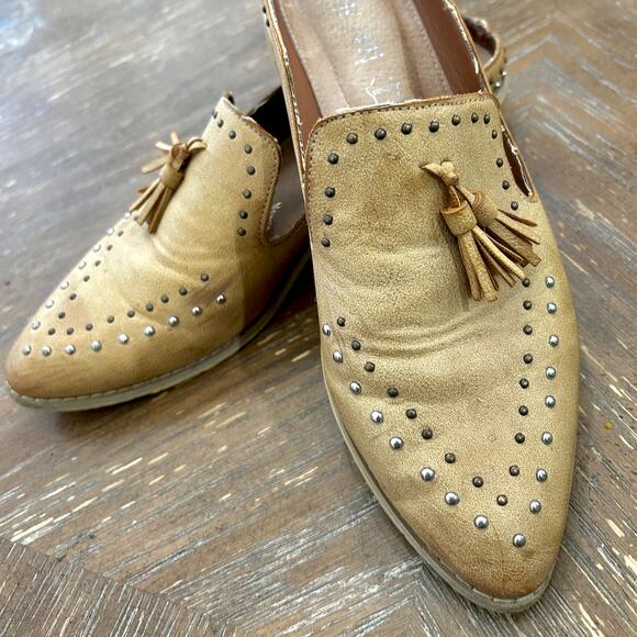 Mi.iM Adline Leather Studded Kiltie Loafer Slip-On Mules Flats Women 10 - Picture 1 of 9